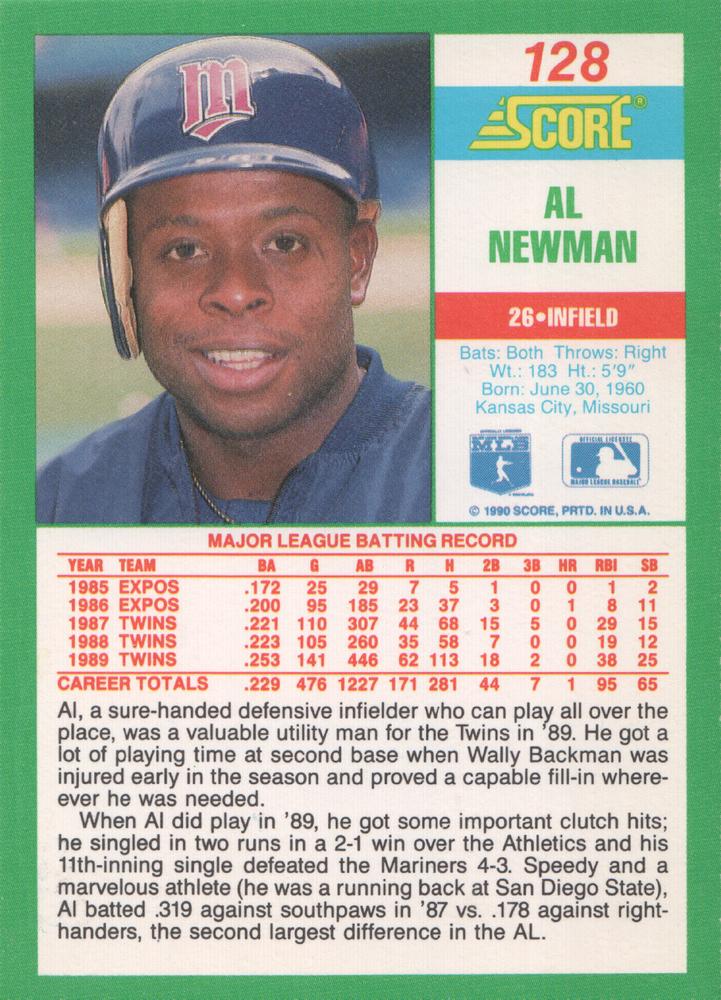Al Newman  baseball card collectible - Main Image 2