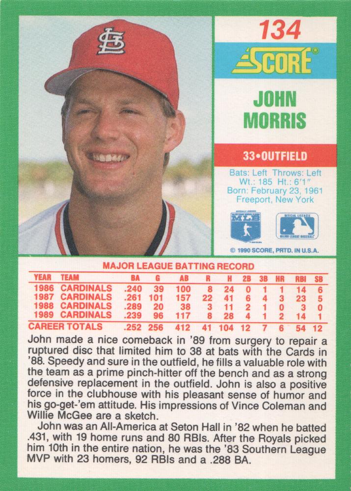 John Morris  baseball card collectible - Main Image 2