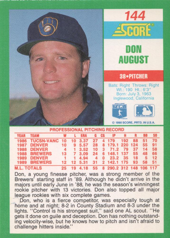 Don August  baseball card collectible - Main Image 2