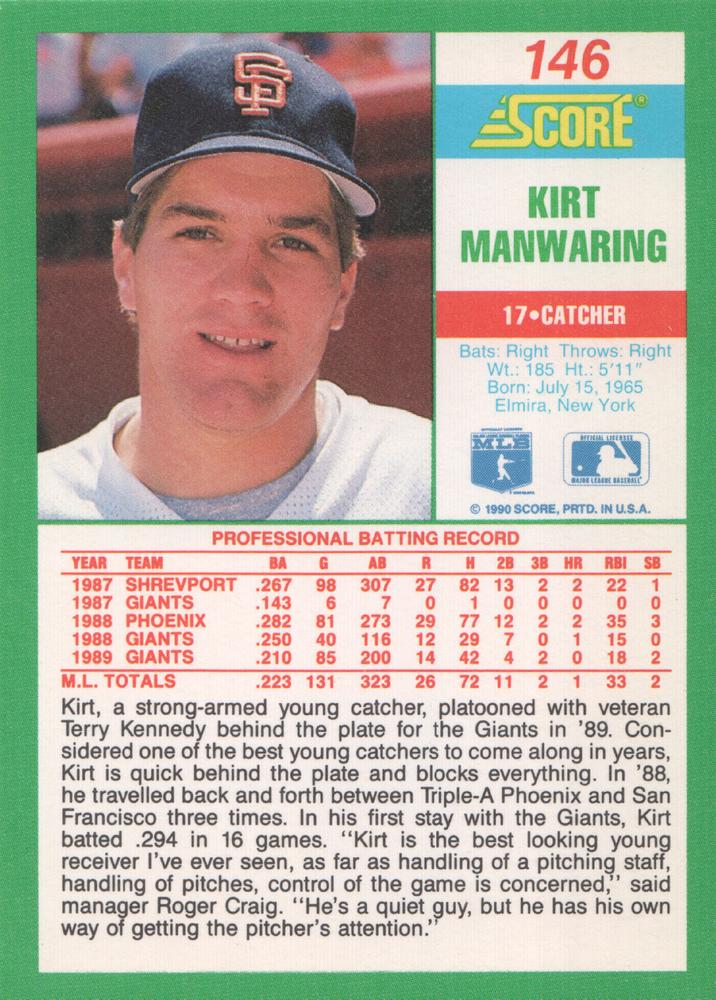 Kirt Manwaring  baseball card collectible - Main Image 2