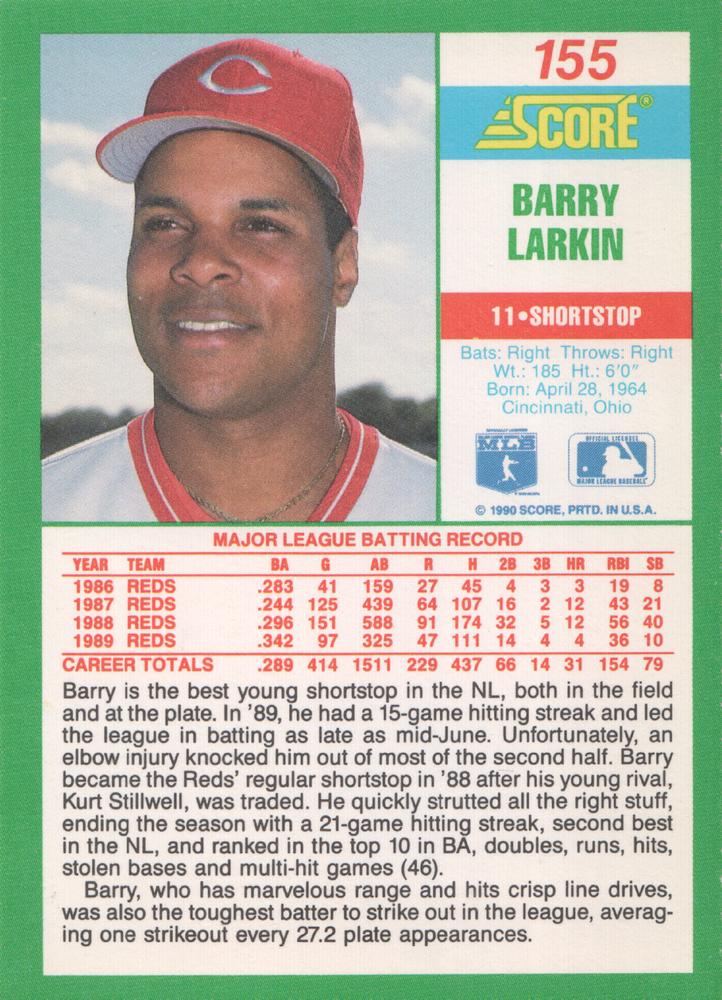 Barry Larkin  baseball card collectible - Main Image 2