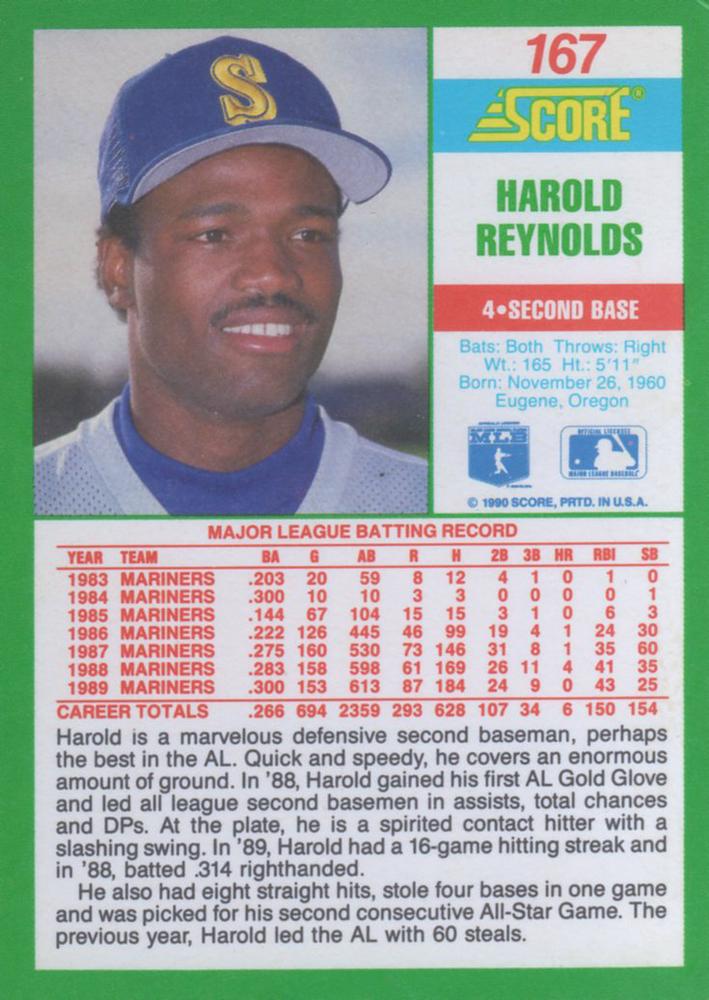 Harold Reynolds  baseball card collectible - Main Image 2