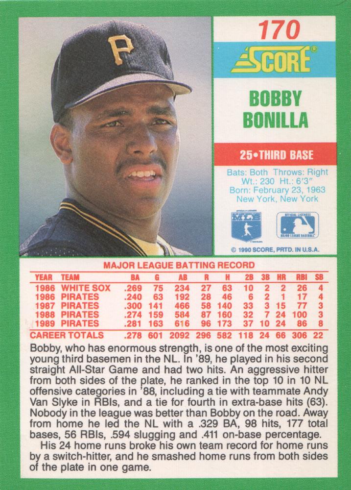 Bobby Bonilla  baseball card collectible - Main Image 2