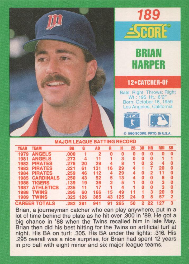 Brian Harper  baseball card collectible - Main Image 2