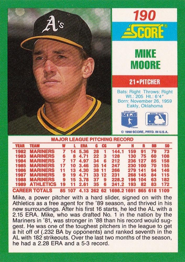 Mike Moore  baseball card collectible - Main Image 2