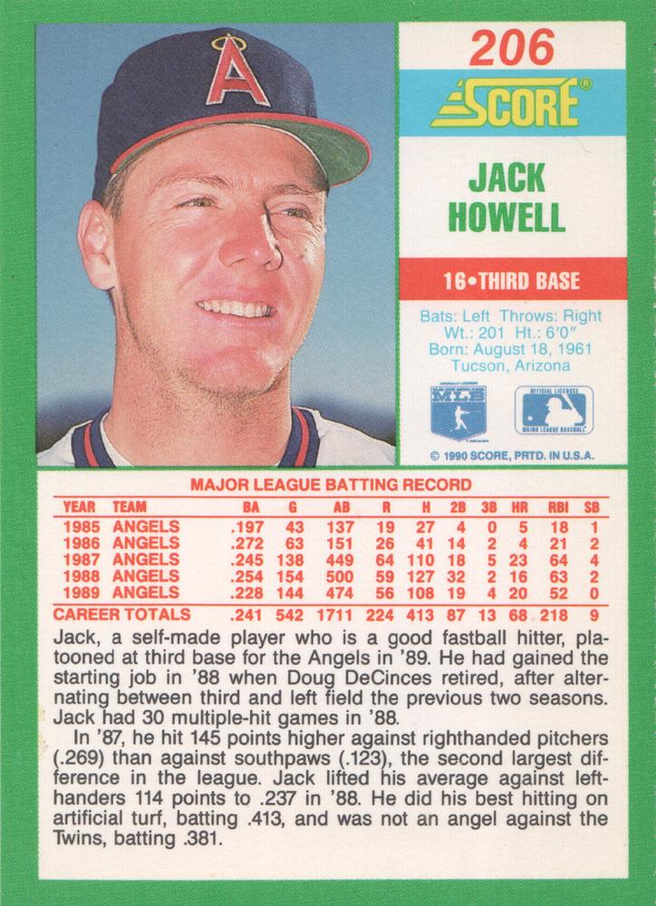 Jack Howell  baseball card collectible - Main Image 2