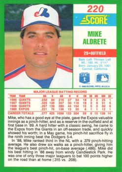 Mike Aldrete  baseball card collectible - Main Image 2