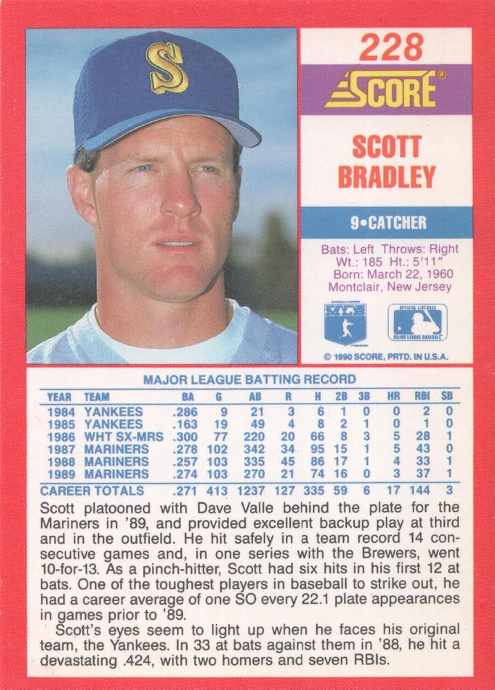 Scott Bradley  baseball card collectible - Main Image 2