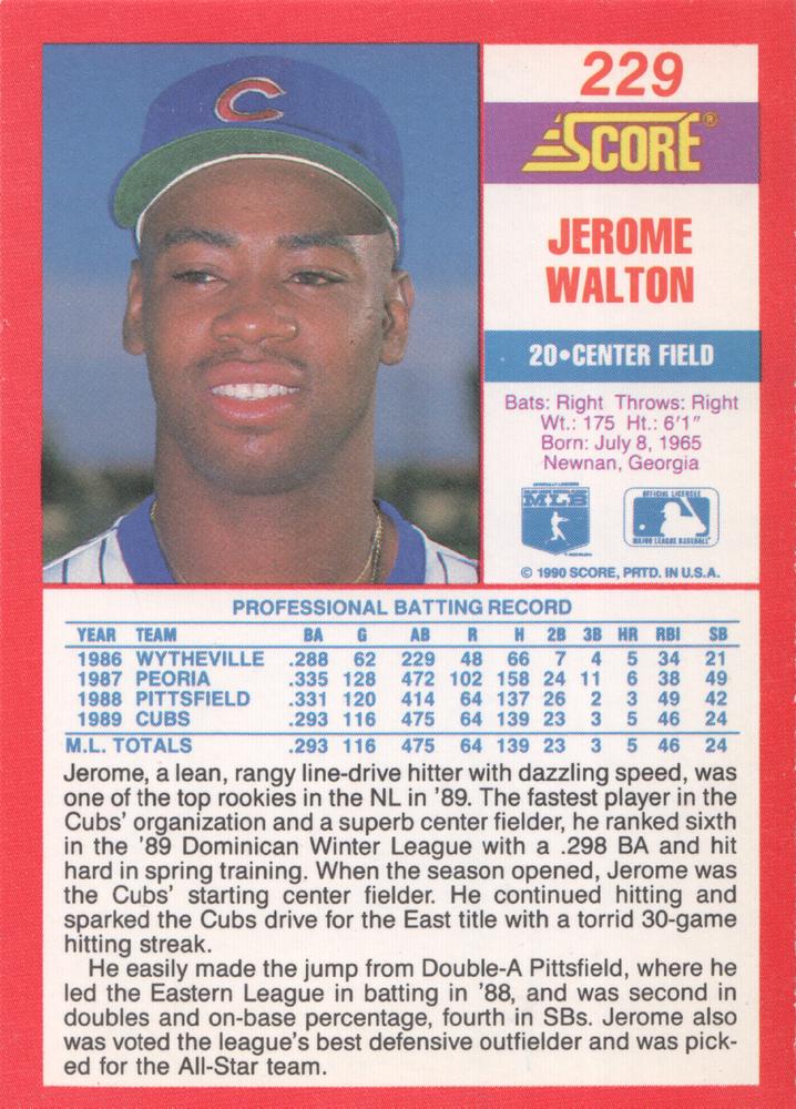 Jerome Walton  baseball card collectible - Main Image 2