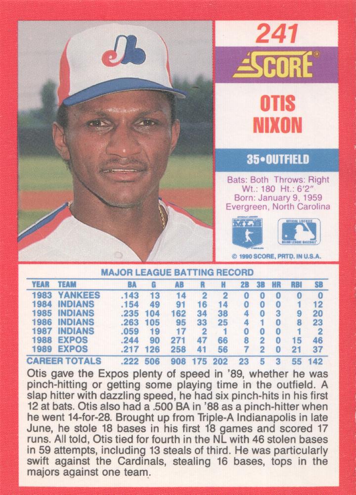 Otis Nixon  baseball card collectible - Main Image 2