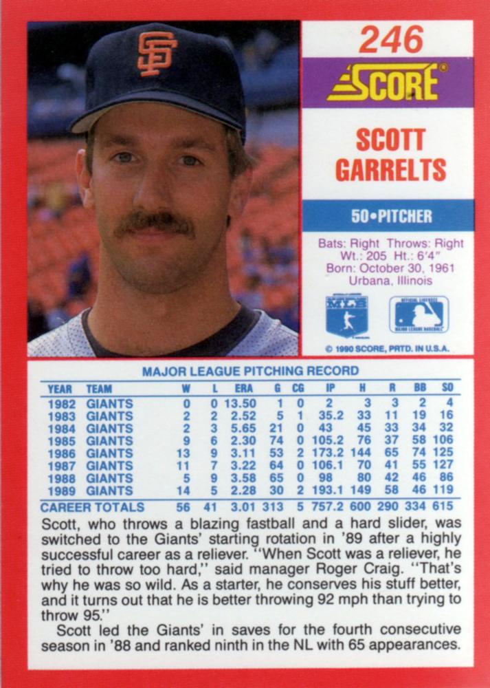 Scott Garrelts  baseball card collectible - Main Image 2