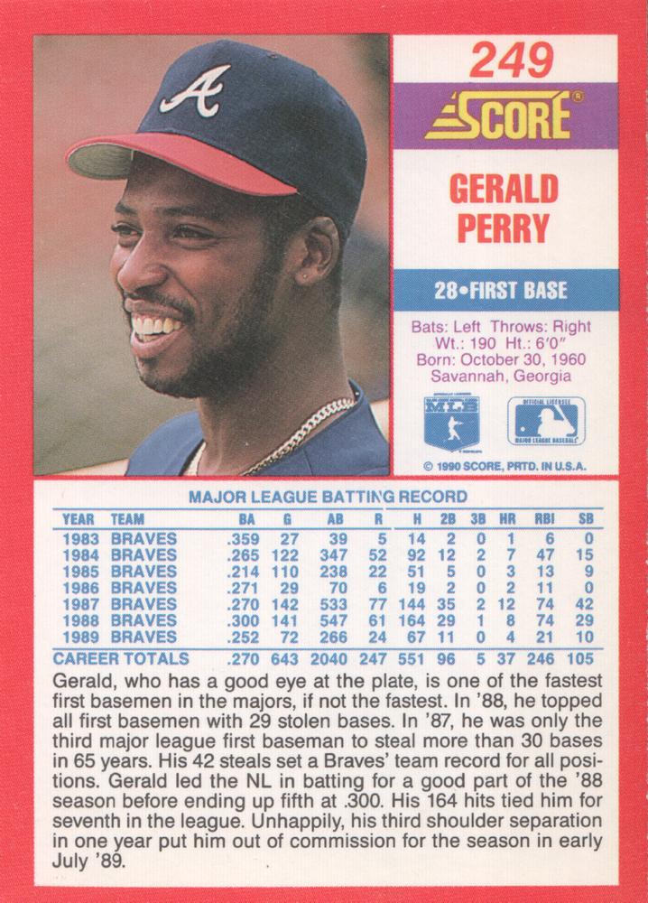 Gerald Perry  baseball card collectible - Main Image 2