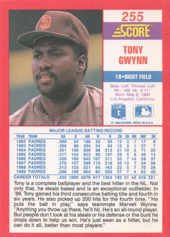 Tony Gwynn  baseball card collectible - Main Image 2