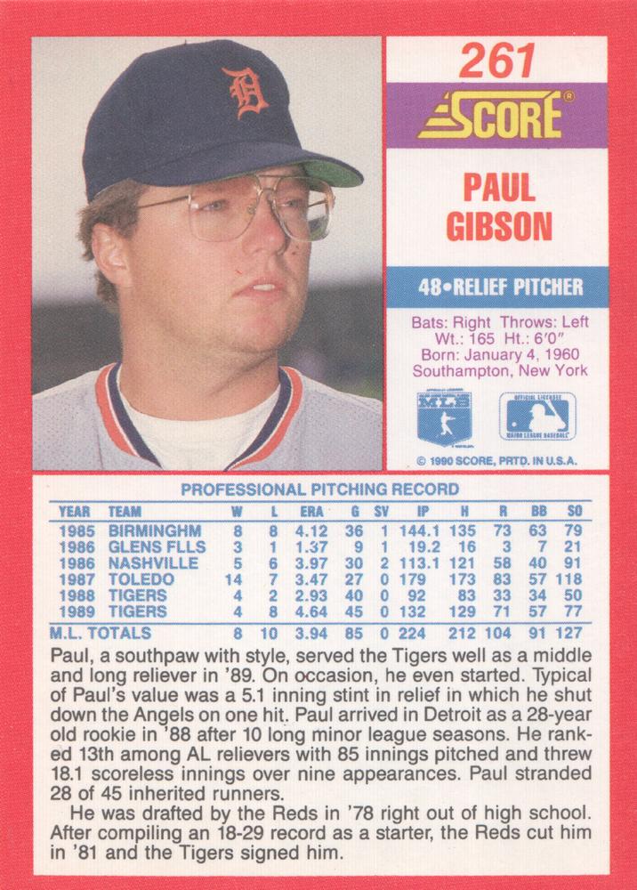 Paul Gibson  baseball card collectible - Main Image 2