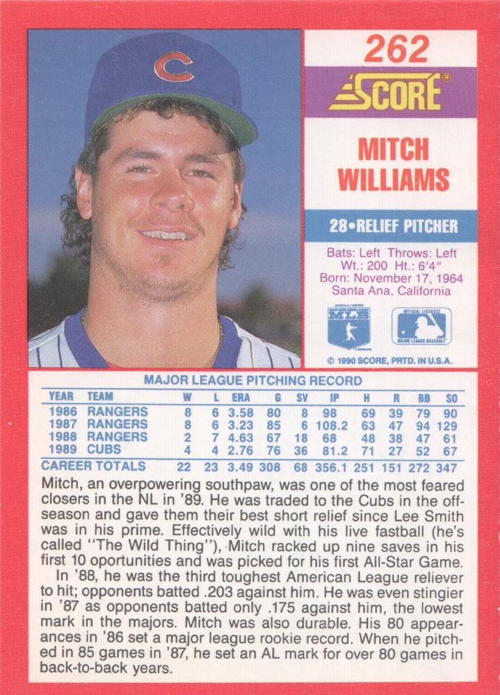 Mitch Williams  baseball card collectible - Main Image 2
