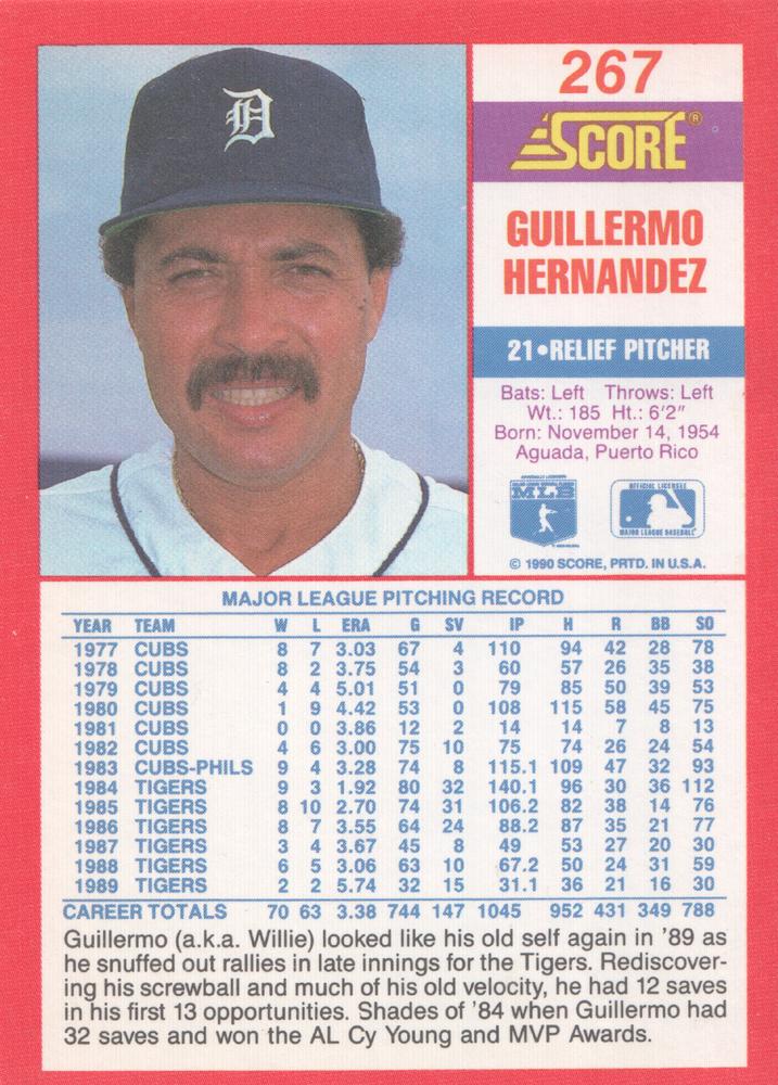 Guillermo Hernandez  baseball card collectible - Main Image 2