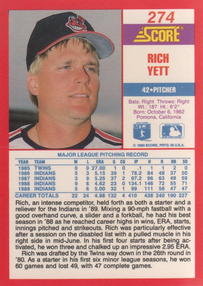 Rich Yett  baseball card collectible - Main Image 2