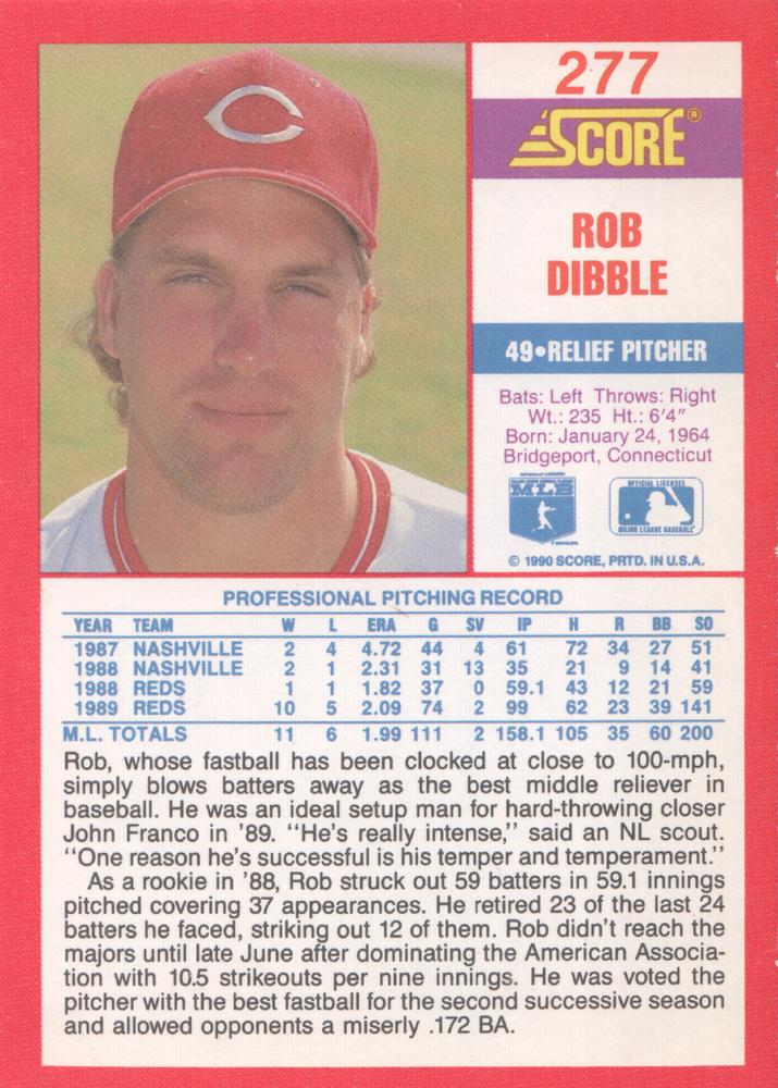 Rob Dibble  baseball card collectible - Main Image 2