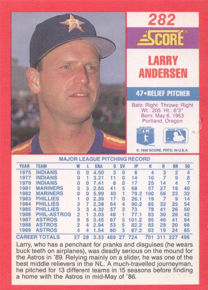 Larry Andersen  baseball card collectible - Main Image 2