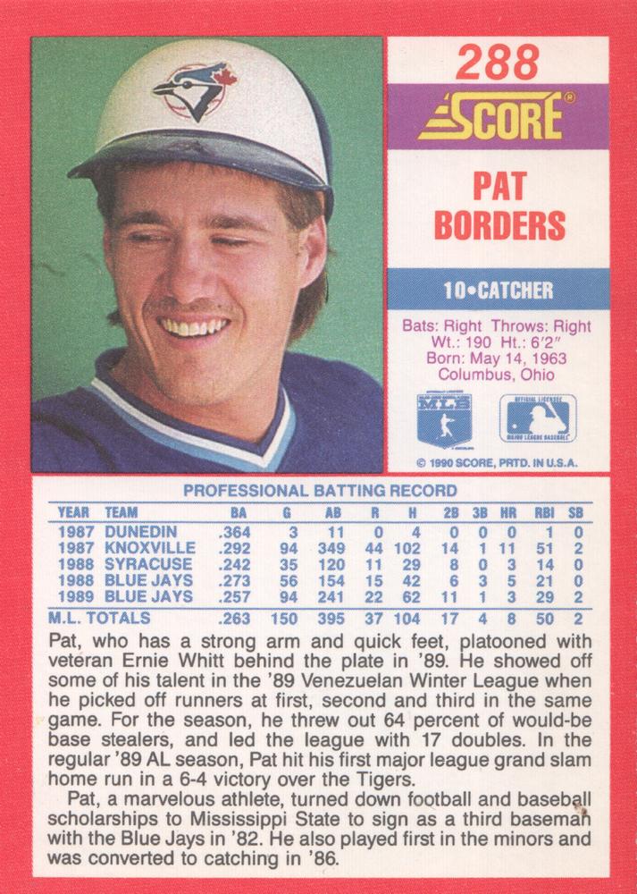 Pat Borders  baseball card collectible - Main Image 2