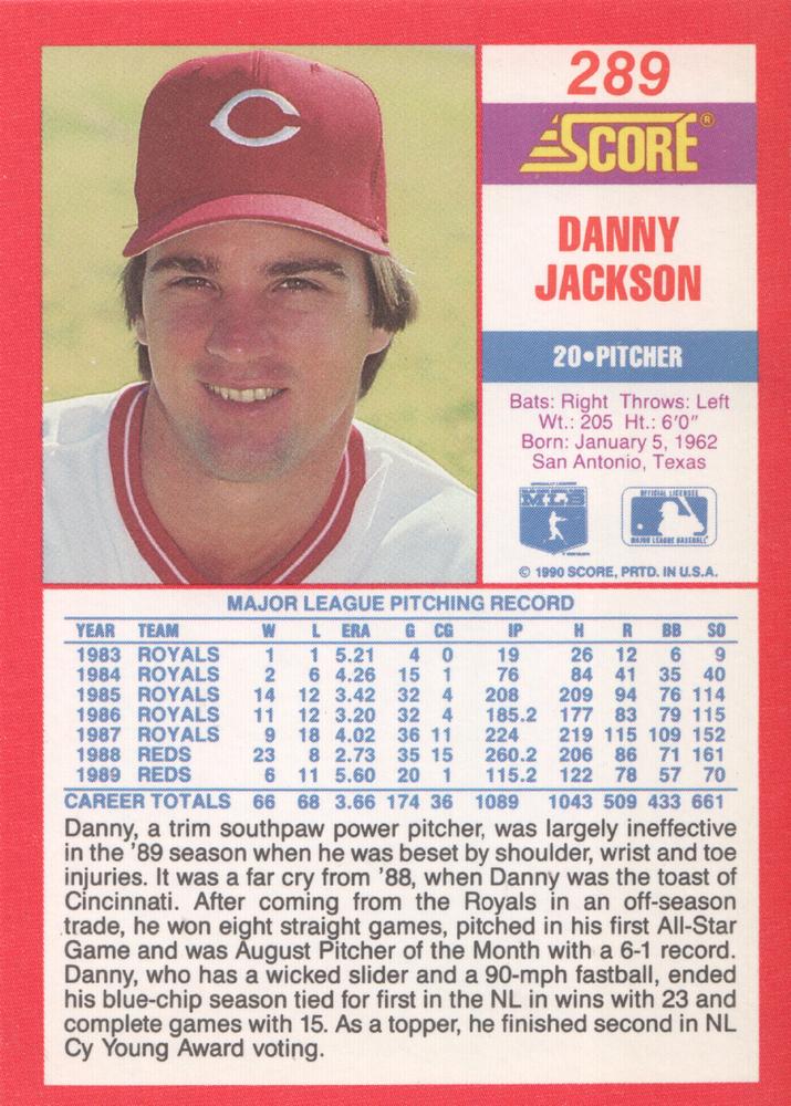 Danny Jackson  baseball card collectible - Main Image 2