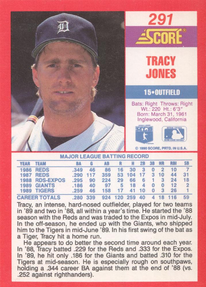 Tracy Jones  baseball card collectible - Main Image 2