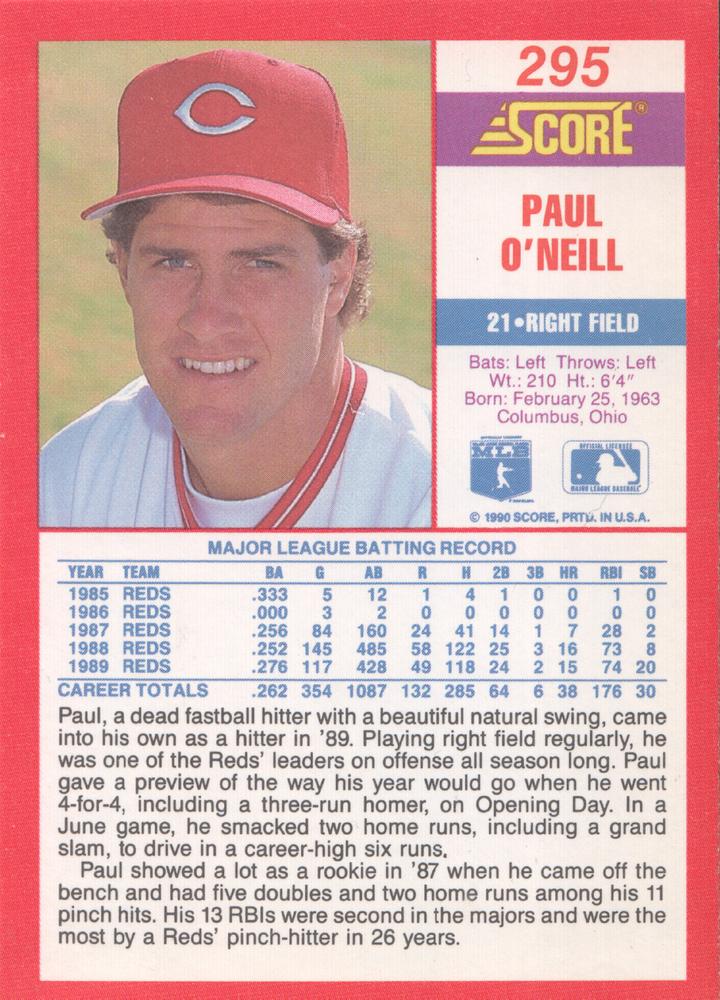 Paul O’Neill  baseball card collectible - Main Image 2