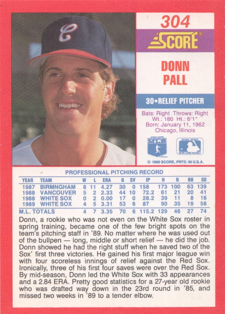 Donn Pall  baseball card collectible - Main Image 2