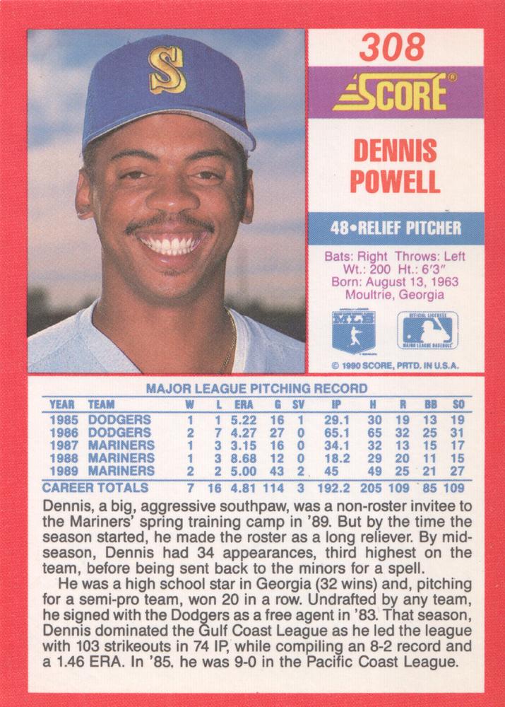 Dennis Powell  baseball card collectible - Main Image 2