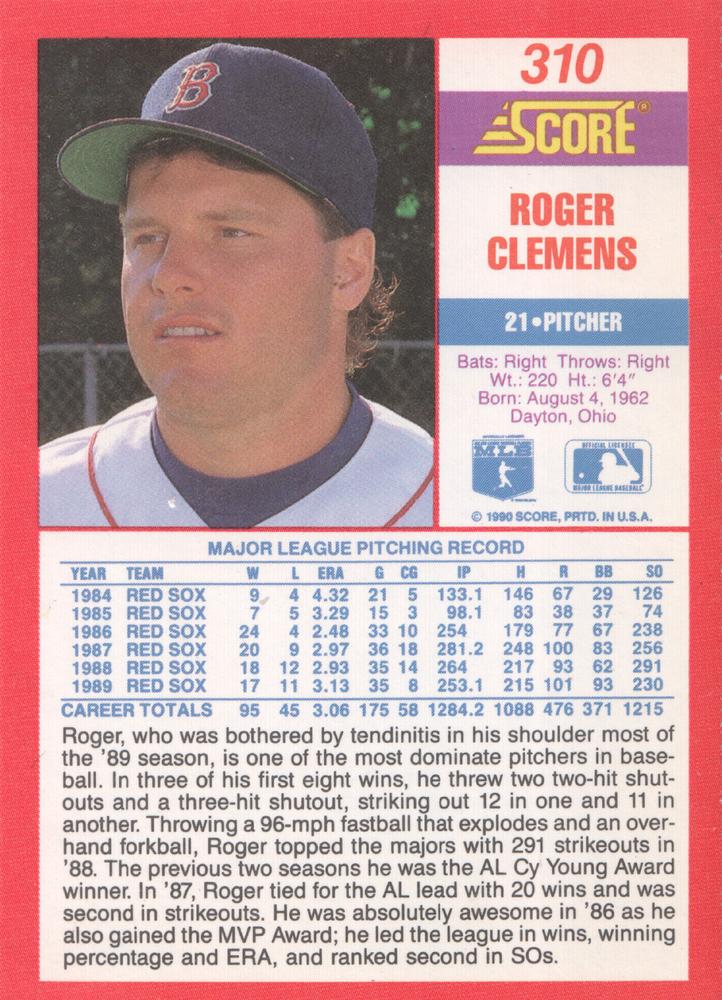 Roger Clemens  baseball card collectible - Main Image 2