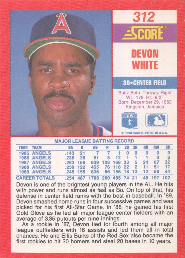 Devon White  baseball card collectible - Main Image 2
