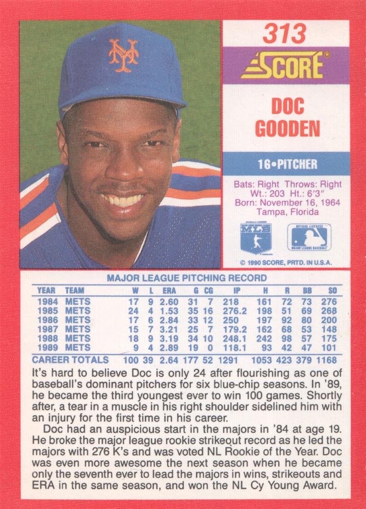 Doc Gooden  baseball card collectible - Main Image 2