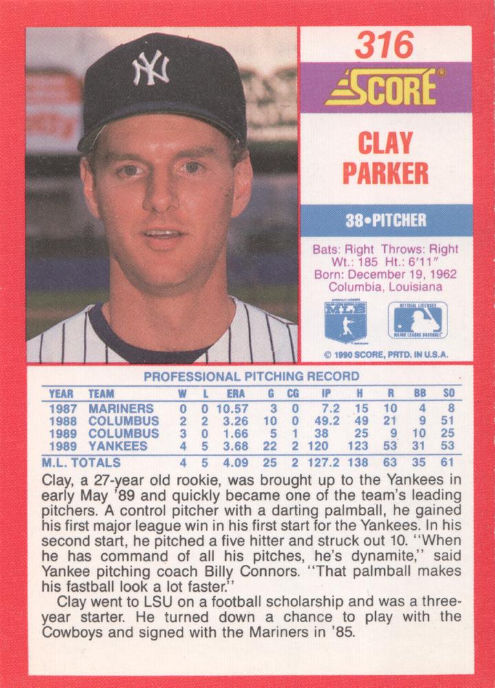 Clay Parker  baseball card collectible - Main Image 2