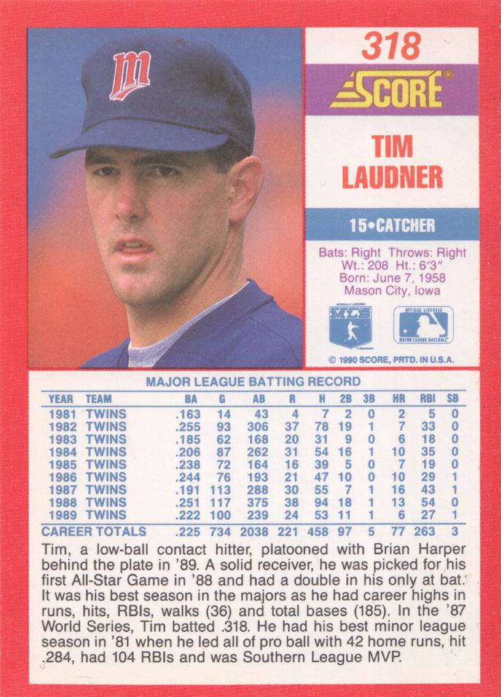 Tim Laudner  baseball card collectible - Main Image 2
