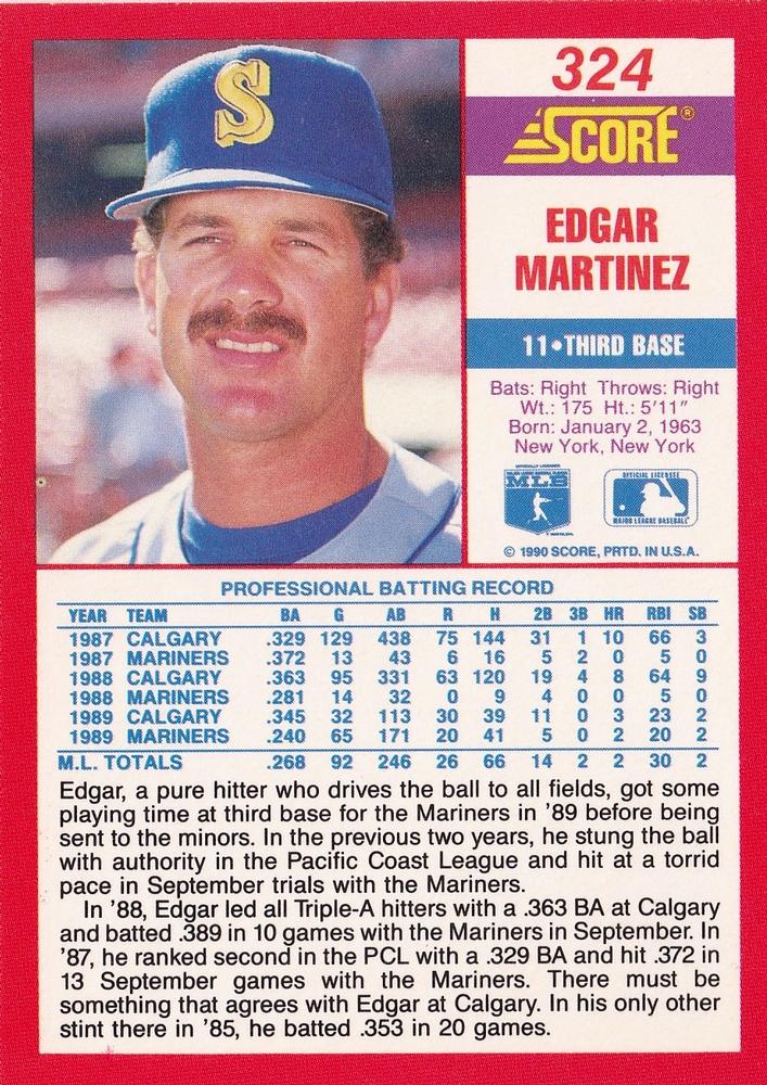 Edgar Martinez  baseball card collectible - Main Image 2