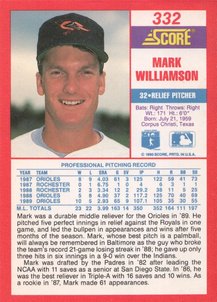 Mark Williamson  baseball card collectible - Main Image 2
