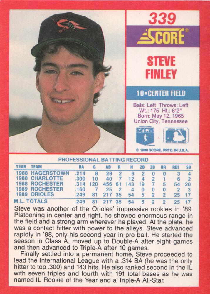 Steve Finley  baseball card collectible - Main Image 2