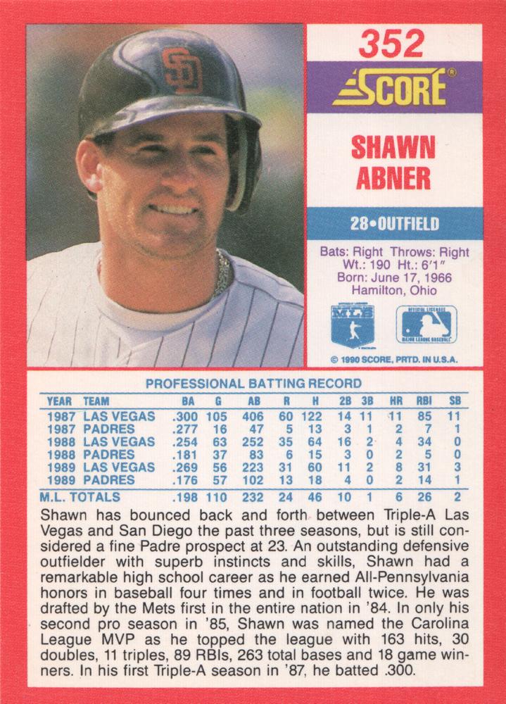 Shawn Abner  baseball card collectible - Main Image 2