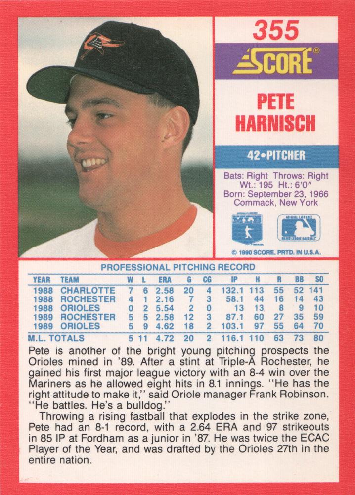 Pete Harnisch  baseball card collectible - Main Image 2