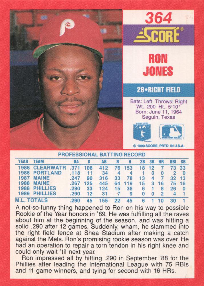 Ron Jones  baseball card collectible - Main Image 2