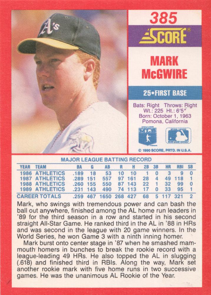 Mark McGwire  baseball card collectible - Main Image 2