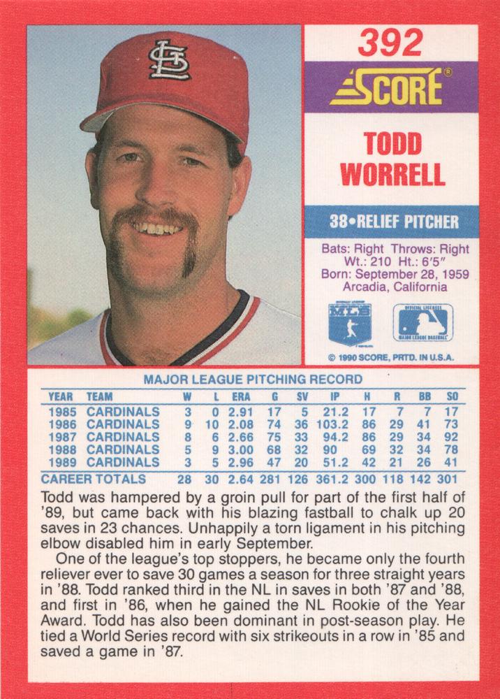 Todd Worrell  baseball card collectible - Main Image 2