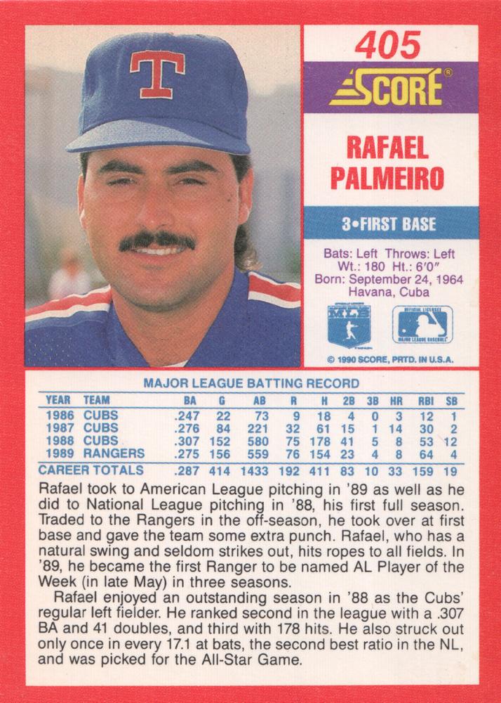 Rafael Palmeiro  baseball card collectible - Main Image 2