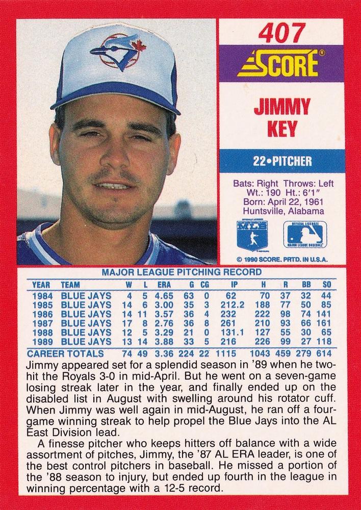 Jimmy Key  baseball card collectible - Main Image 2
