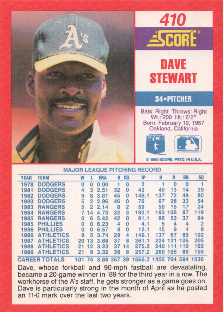 Dave Stewart  baseball card collectible - Main Image 2