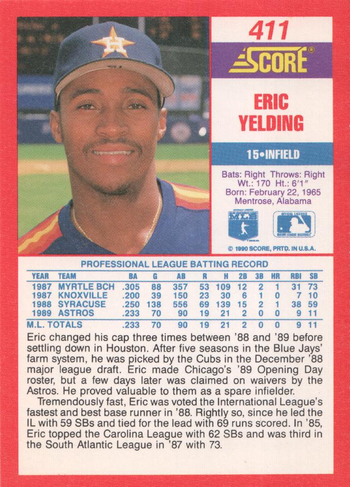 Eric Yelding  baseball card collectible - Main Image 2