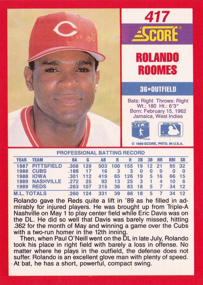 Rolando Roomes  baseball card collectible - Main Image 2