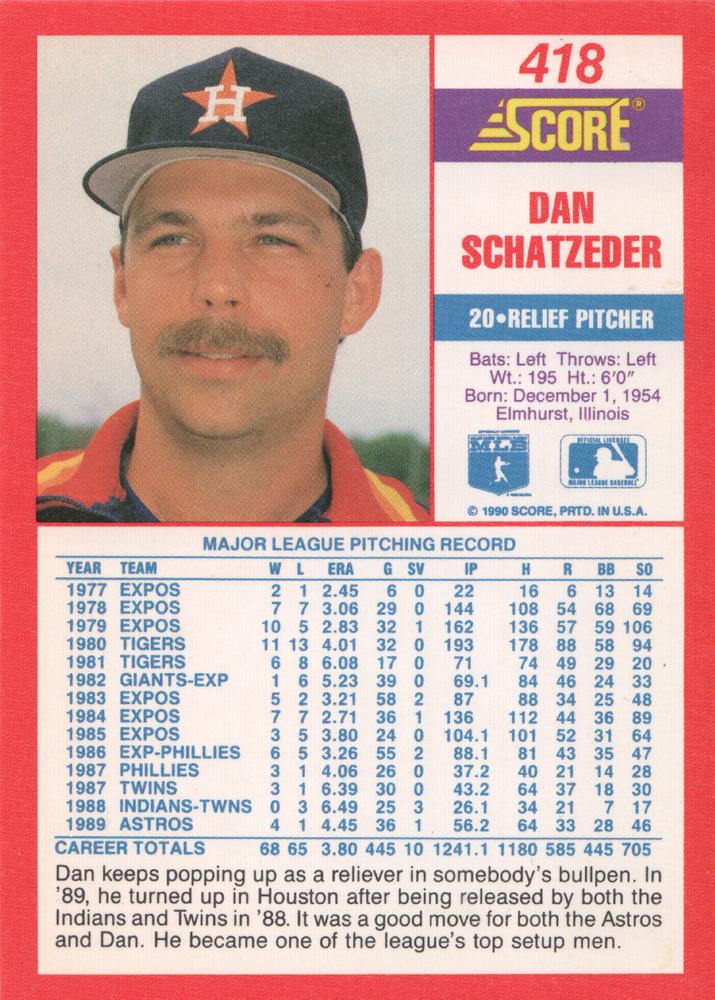 Dan Schatzeder  baseball card collectible - Main Image 2