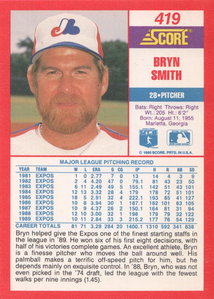 Bryn Smith  baseball card collectible - Main Image 2