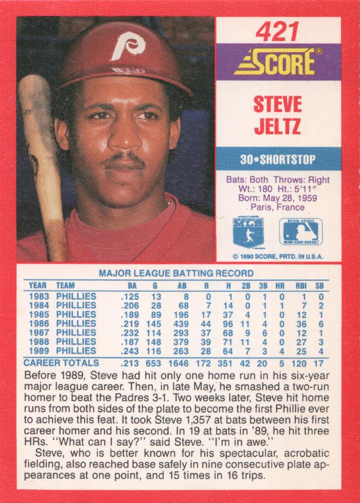 Steve Jeltz  baseball card collectible - Main Image 2